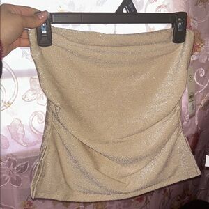 No Boundaries Shimmering Gold Tube Top